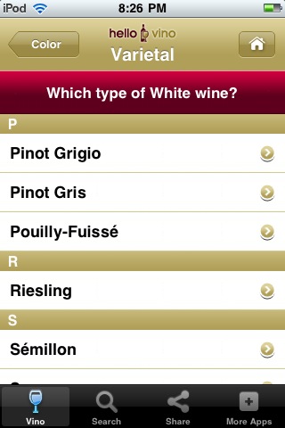 Wine iPhone App: Food Pairings for White Wine