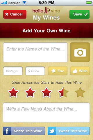 Add Your Own Wines - Quickly snap a pic and jot a note to never forget another wine