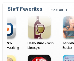 Hello Vino - "Staff Favorite" in the iTunes App Store